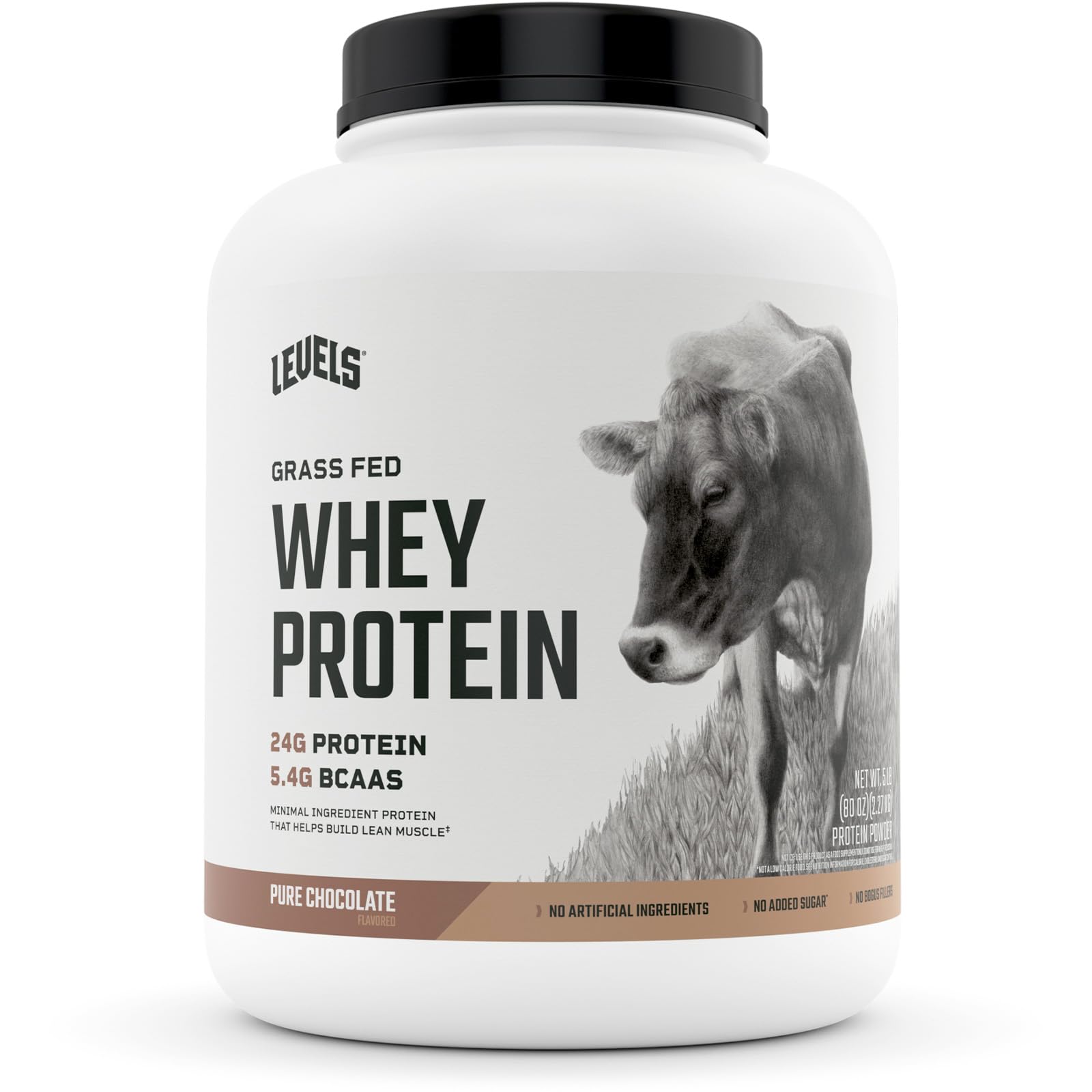 Levels Grass Fed 100% Whey Protein, No Hormones, Pure Chocolate, 5LB Levels Nutrition buy supplements canada