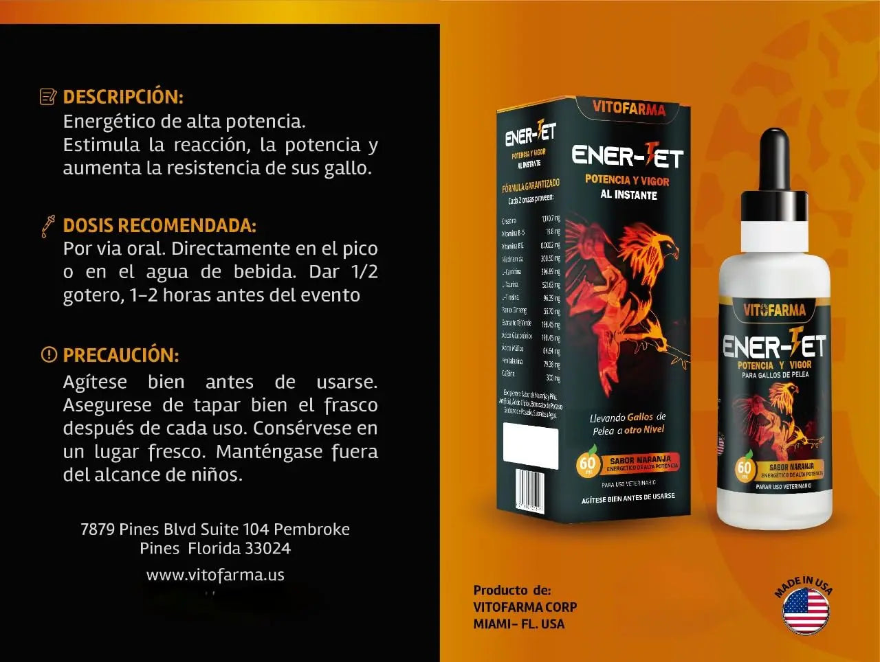 VITOFARMA Ener-Jet Energy Booster for Rooster Natural Multivitamin - Liquid 60 ml VITOFARMA buy supplements canada