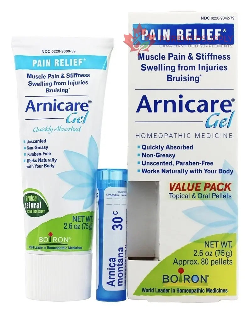 Boiron Arnicare Gel 2.6 oz with Arnica Montana Pellets 80 ct Bluetube Boiron buy supplements canada