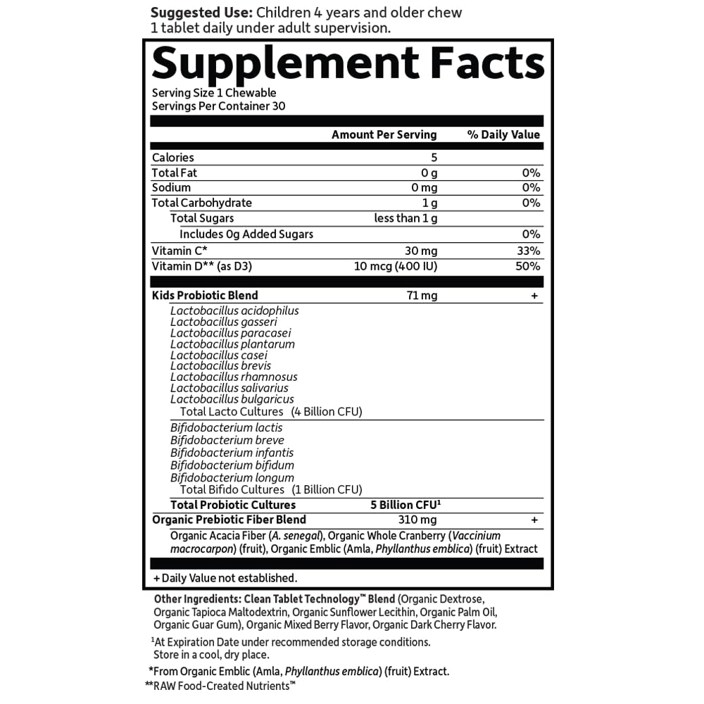Garden of Life Dr. Formulated Probiotics Organic Kids+ plus Vitamin C & D - Berry Cherry - Gluten, Dairy & Soy Free Immune & Digestive Health Supplement Garden of Life buy supplements canada