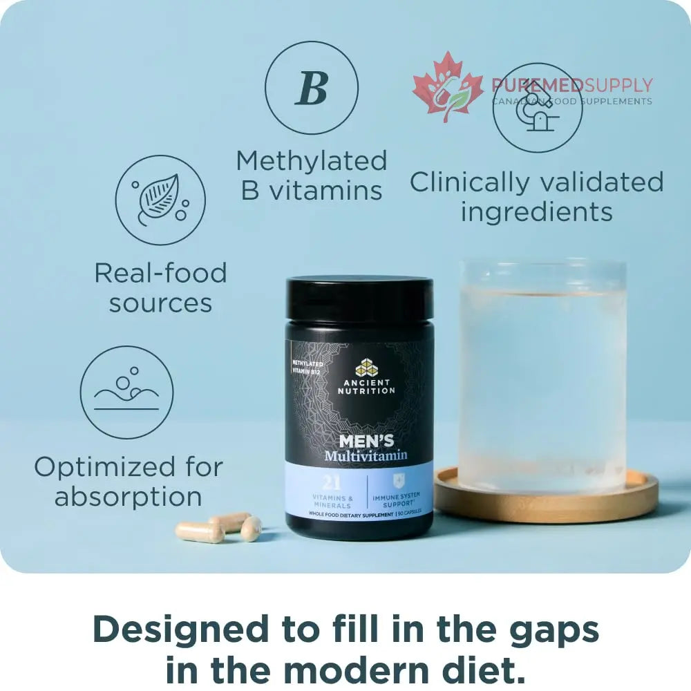Ancient Nutrition Multivitamin for Men, Multi Men's, Methylated Vitamin D, C, E, B12, Zinc, Magnesium, Supports Healthy Immune System and Bone Health, 90 Ct Ancient Nutrition buy supplements canada