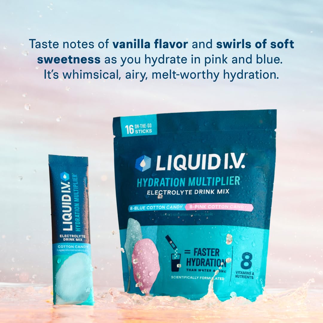 Liquid I.V.® Hydration Multiplier - Cotton Candy | Electrolyte Powder Drink Mix | 1 Pack (16 Servings) Liquid I.V. buy supplements canada
