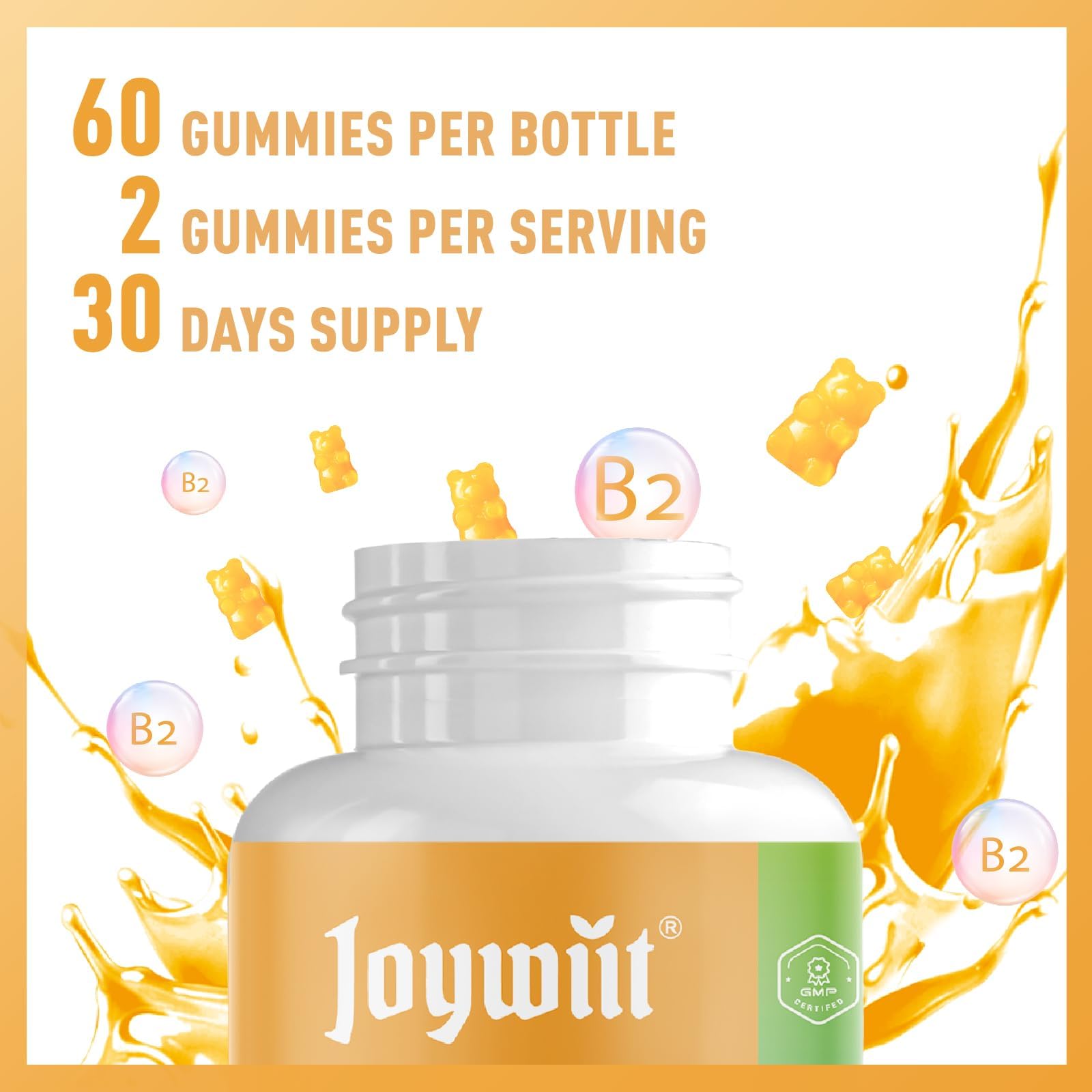 Joywiit Vitamin B2 Gummies | Riboflavin 400mg | B2 Vitamin 400mg Chewable for Adults and Kids, Migraine Relief & Energy and Nervous System Support Joywiit buy supplements canada