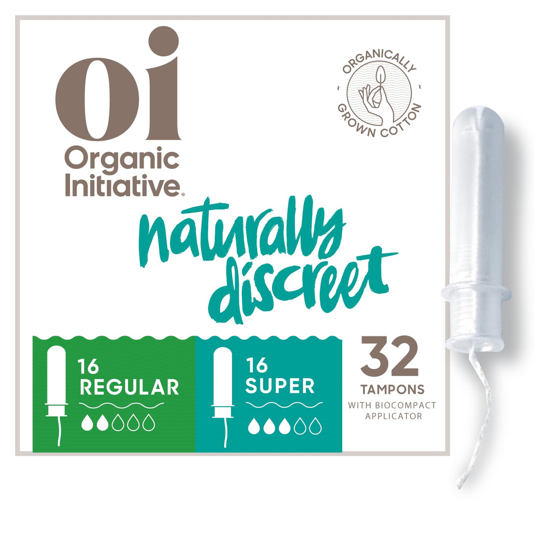Oi | Organic Initiative - Tampons | Regular/Super Absorbency | Organic Cotton, Unscented oi buy supplements canada