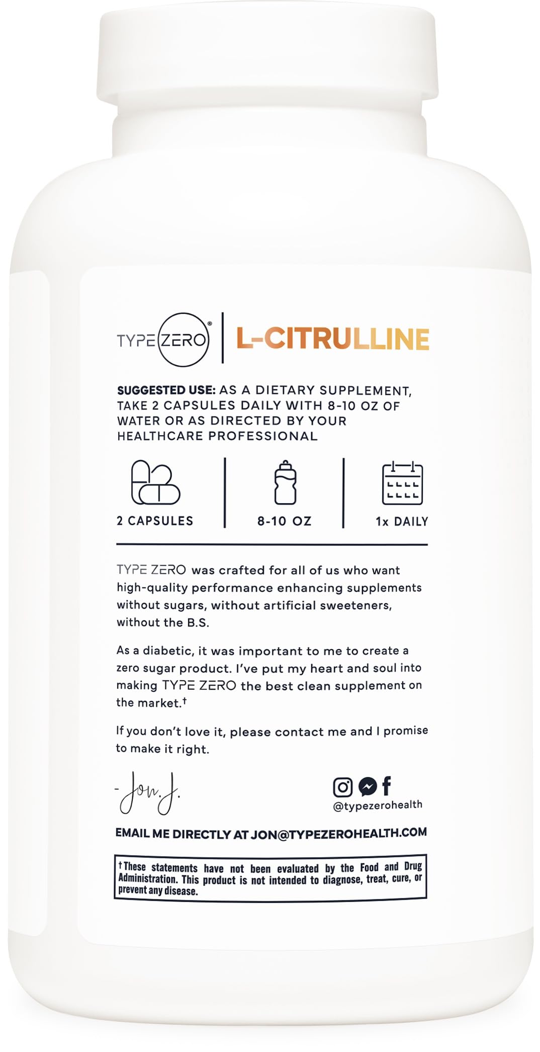 Type Zero L-Citrulline Capsules (180 Capsules) (1500 mg per Serving) - GMO-Free Type Zero buy supplements canada