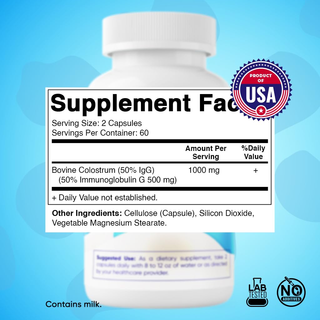 Vitamatic Bovine Colostrum Supplement 1000 mg per Serving - 50% Highest IgG - Supplement for Gut Health, Hair Growth, Beauty, Muscle Recovery, & Immune Support - 120 Capsules Vitamatic buy supplements canada