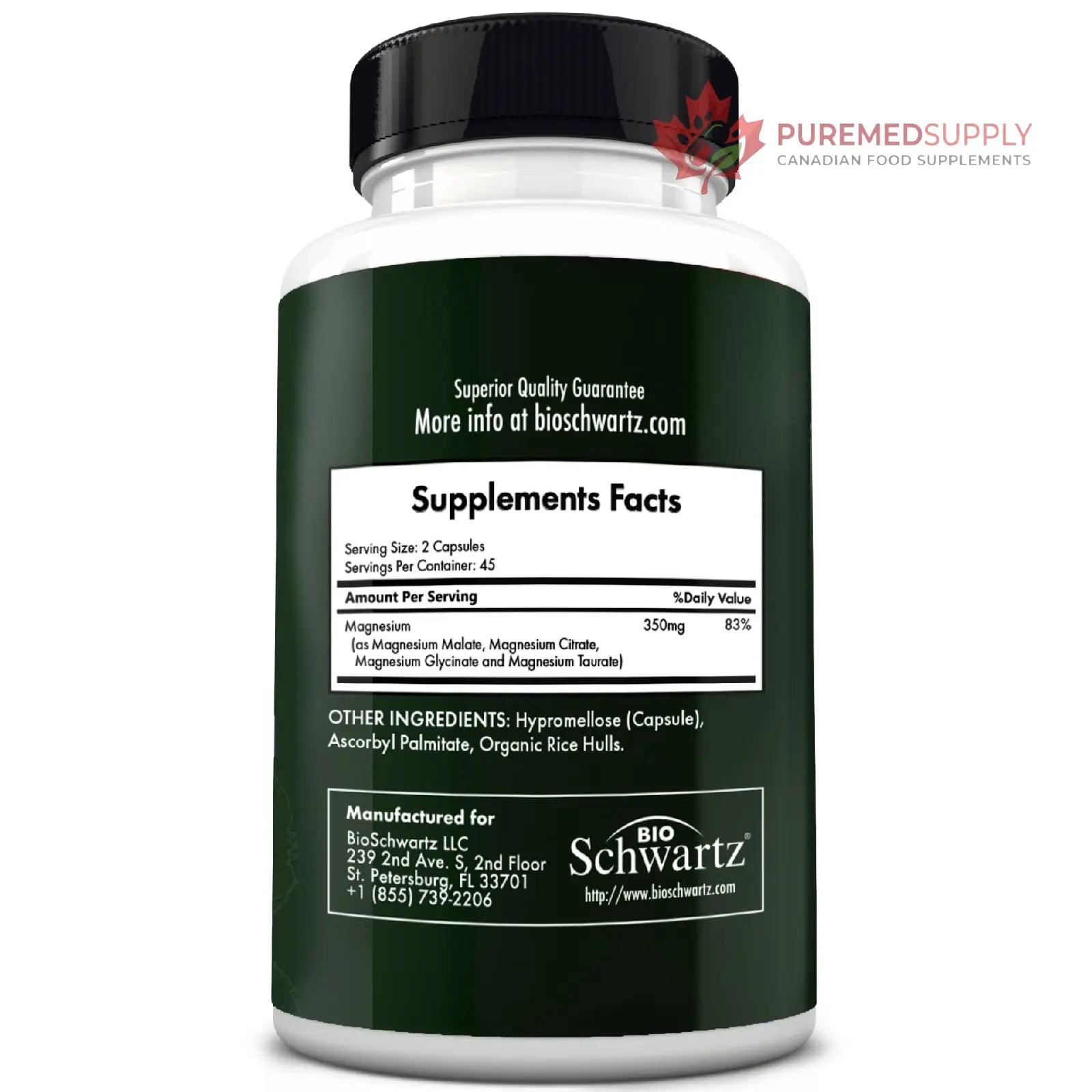 BioSchwartz Magnesium Complex Supplement (90 Capsules) 350mg Magnesium Glycinate Citrate Malate and Taurate Per Serving for Healthy Nerves Muscles Heart Sleep Support (Vegan, Gluten-Free, Non-GMO) BioSchwartz buy supplements canada