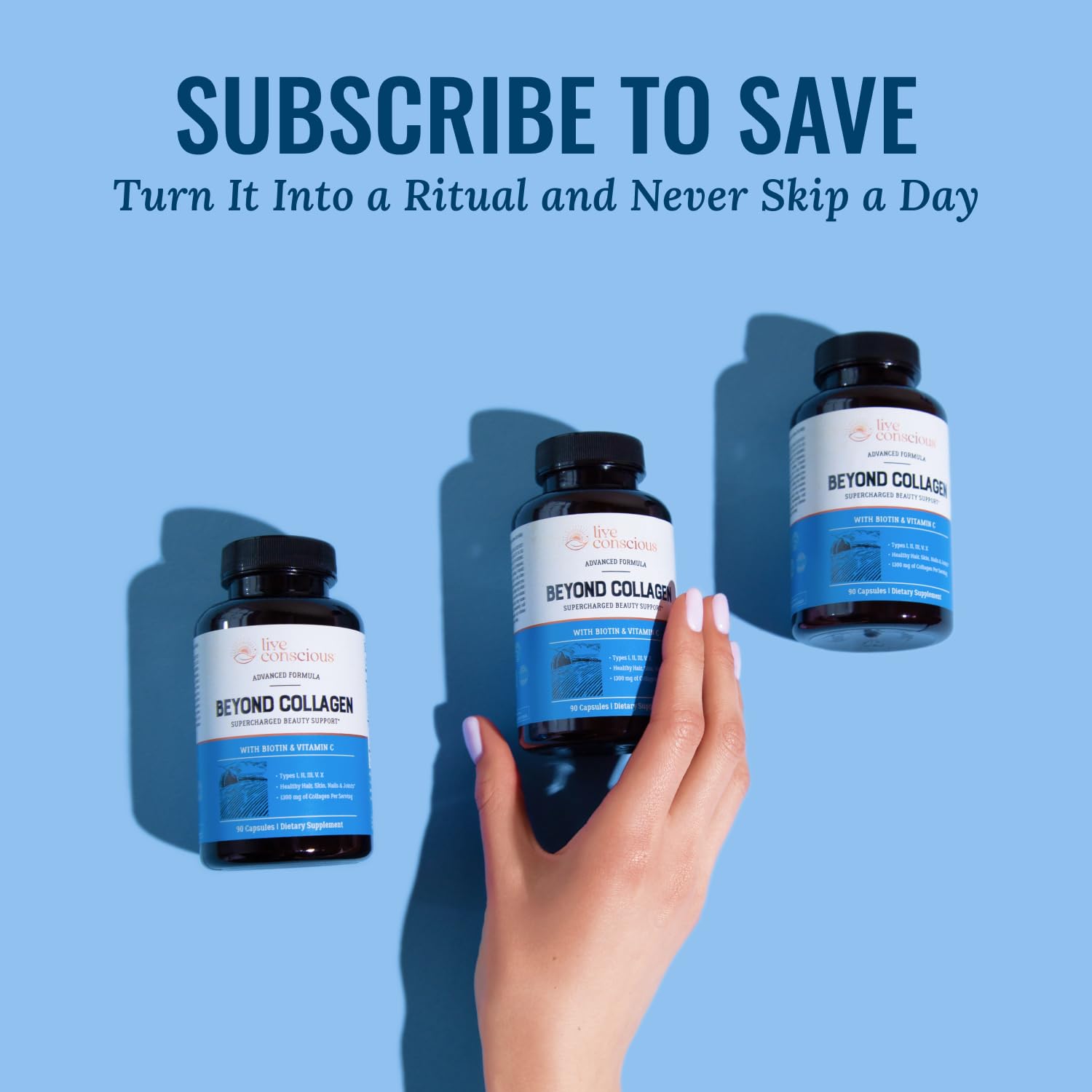 Live Conscious Beyond Collagen Multi Collagen Capsules - Types I, II, III, V & X - Hydrolyzed Blend with Biotin & Vitamin C Live Conscious buy supplements canada