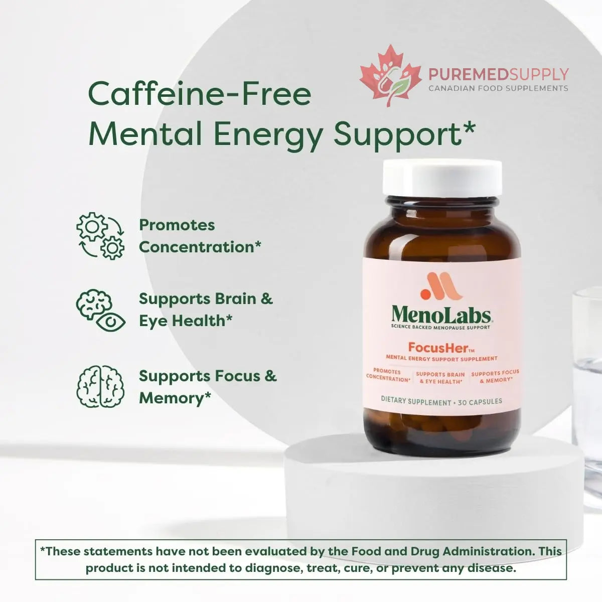 MENOLABS® FocusHer™ Mental Energy Support Supplement – Caffeine-Free Focus, Concentration & Memory – enXtra® & Lutemax 2020® – Menopause, Brain & Eye Health – 30 Capsules, 30-Day Supply MENOLABS buy supplements canada