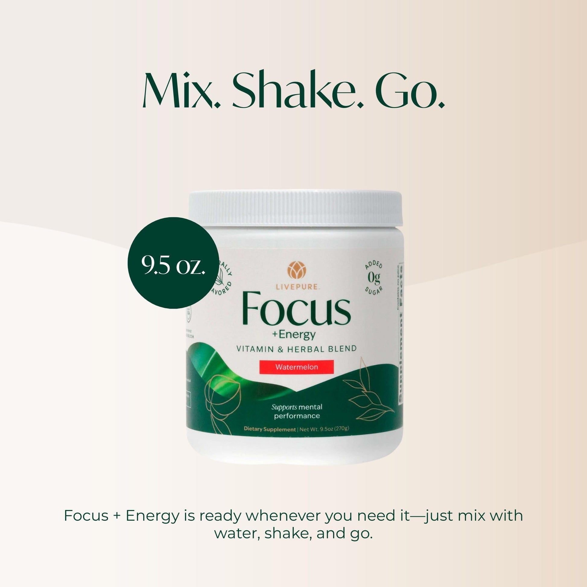 PURE Focus + Energy Tub Drink Mix | Natural Caffeine & Antioxidants from Botanicals | Supports Alertness, Clarity & Energy | Zero Sugar, No Artificial Sweeteners | 9.5 oz | Watermelon Flavor PURE buy supplements canada