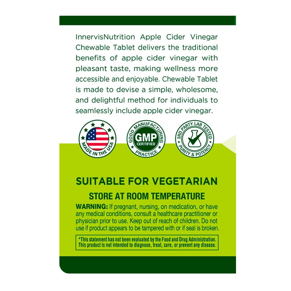 INNERVISNUTRITION Apple Cider Vinegar 120 Chewable Tablets Healthy Heart Immune INNERVISNUTRITION buy supplements canada