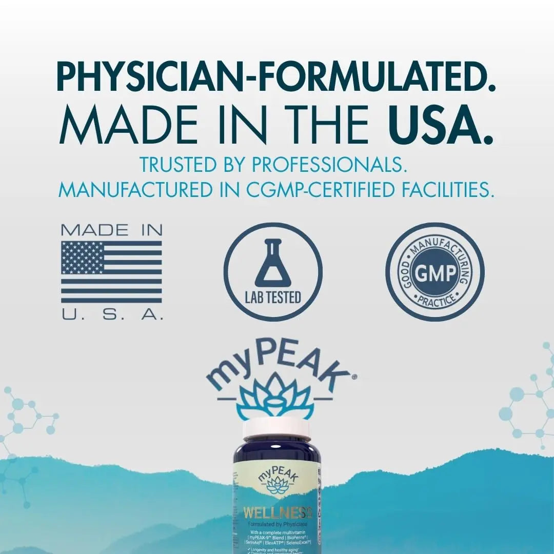 myPEAK Wellness Award-Winning Vegan Multivitamin with ElevATP Ancient Peat Extract, Natural Astaxanthin, Iron, Resveratrol and Alpha GPC myPEAK buy supplements canada