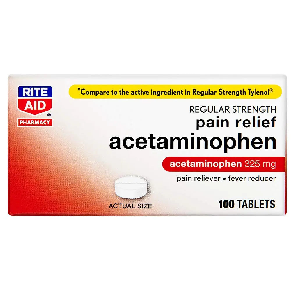 Rite Aid Regular Strength Pain Relief Acetaminophen, 325mg - 100 Tablets | Pain Reliever and Fever Reducer | Joint Pain Relief | Muscle Pain Relief | Arthritis Pain Relief | Back Pain Relief Products Rite Aid buy supplements canada