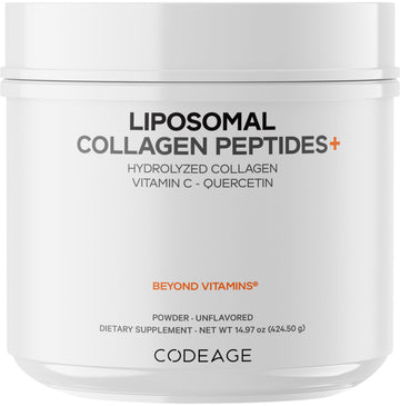 Codeage Liposomal Collagen Peptides Powder + Vitamin C & Quercetin, Phospholipid Complex, Grass-Fed Pasture-Raised Hydrolyzed Collagen Type I & III Supplement All-in-One, Non-GMO, 14.97 oz Codeage buy supplements canada