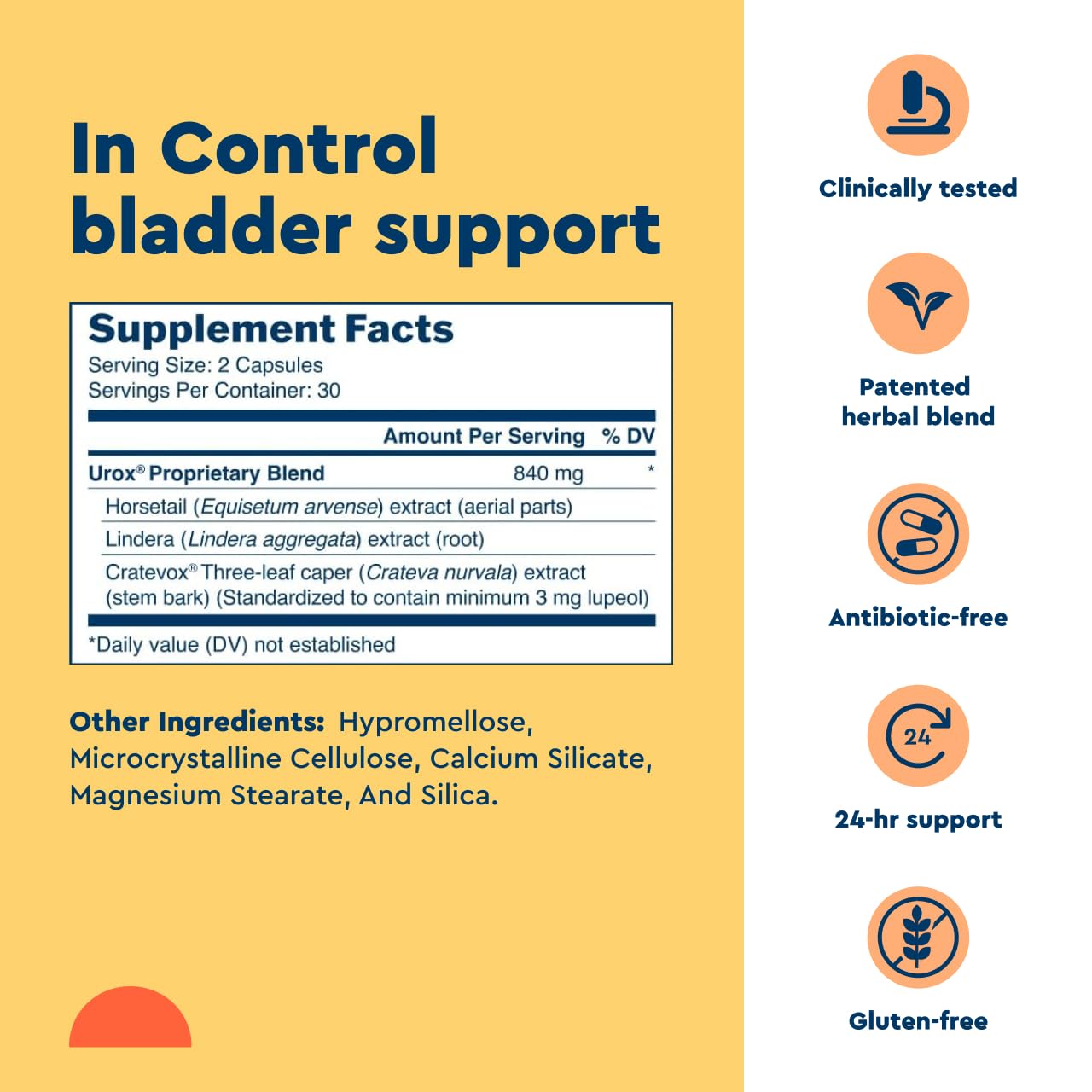 Uqora in Control Bladder Support - Daily Bladder Care & Support for Urinary Comfort - Made with botanicals, Like Horsetail & Spicebush - Gluten-Free & Vegetarian - 60 Capsules Uqora buy supplements canada