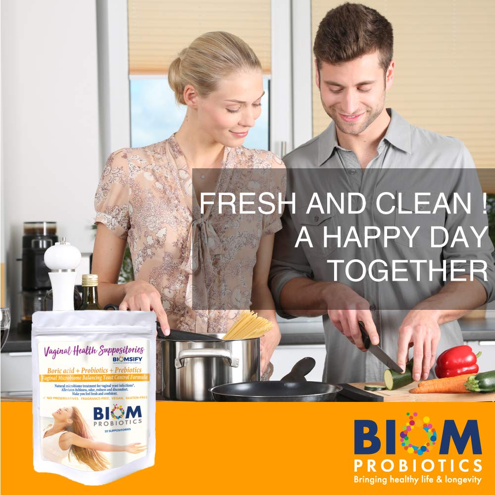 Biom Probiotics Prebiotics Boric acid Suppositories . Feminine Health Probiotic for Infections & pH Essentials VEGAN,PARABEN-FREE (10) Biom Probiotics buy supplements canada