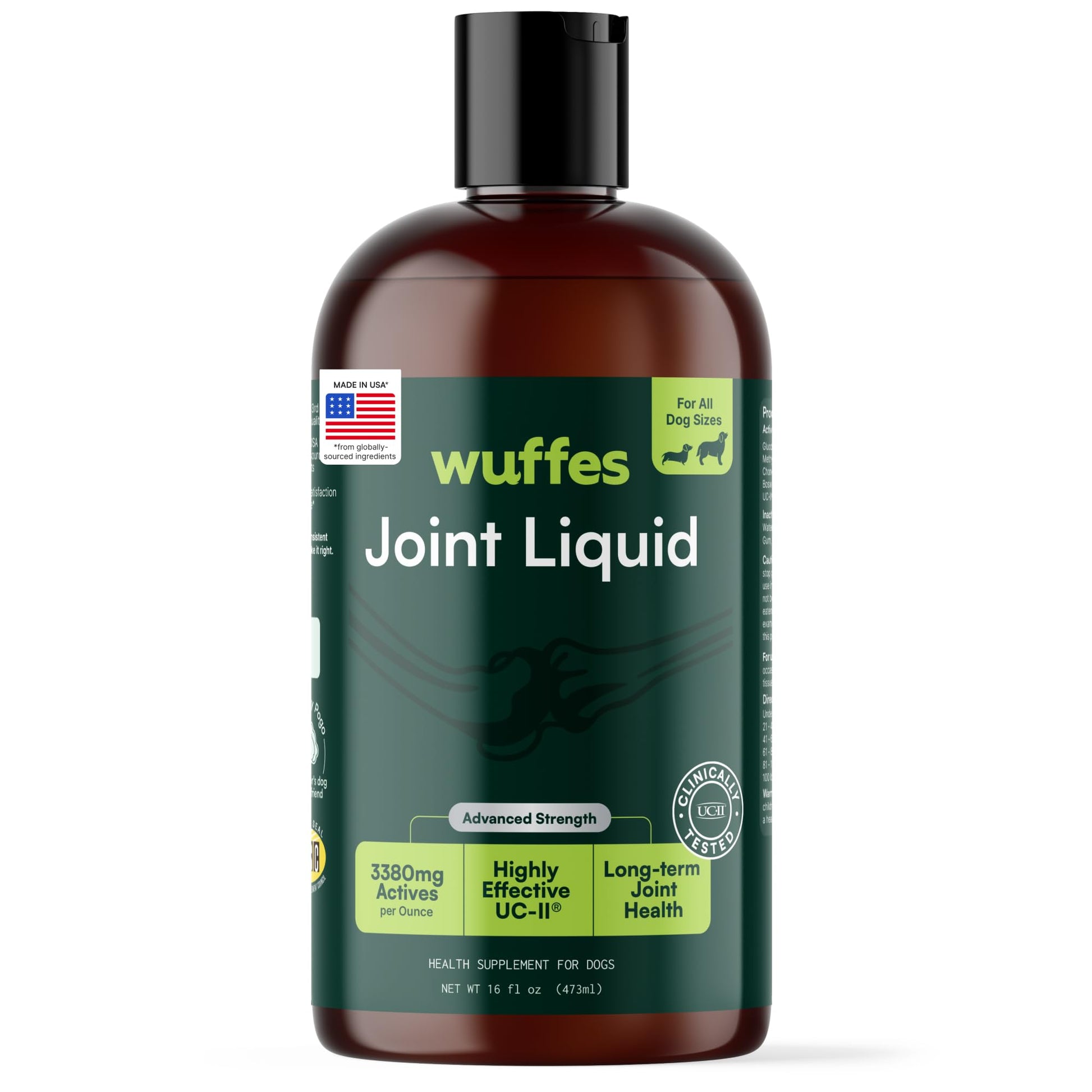 Wuffes Advanced Joint Liquid for Dogs, Hip & Joint Support Supplement with Glucosamine, Chondroitin, UC-II® Collagen, and MSM, for Small & Large Breeds, 16 Oz Wuffes buy supplements canada