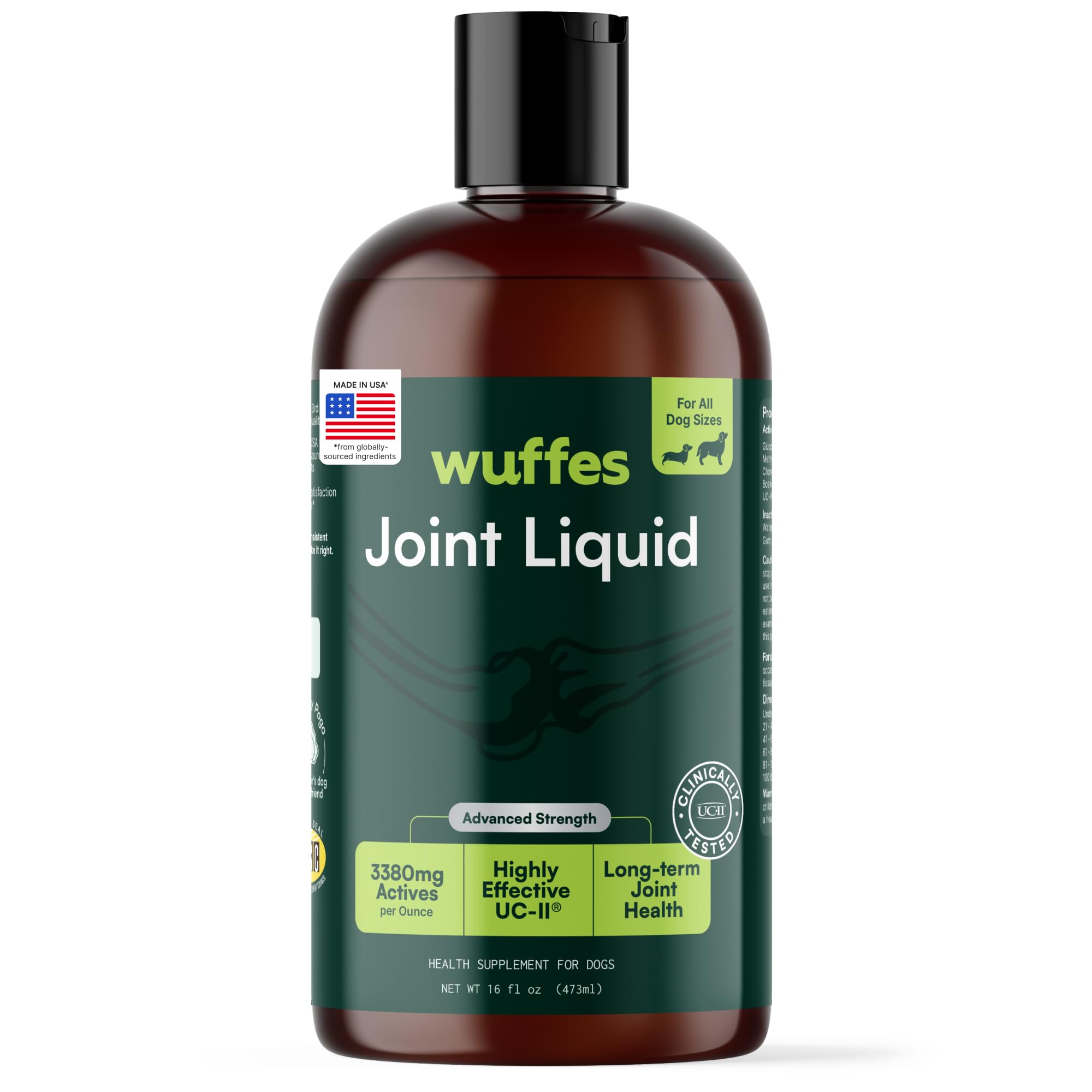 Wuffes Advanced Joint Liquid for Dogs, Hip & Joint Support Supplement with Glucosamine, Chondroitin, UC-II® Collagen, and MSM, for Small & Large Breeds, 16 Oz Wuffes buy supplements canada