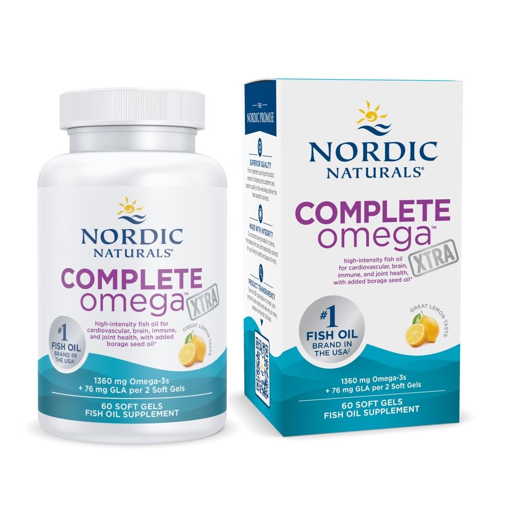 Nordic Naturals Complete Omega Xtra, Lemon - 60 Soft Gels - 1360 mg Omega-3 + 76 mg GLA - Healthy Skin - Cognition - Non-GMO - 30 Servings Nordic Naturals buy supplements canada