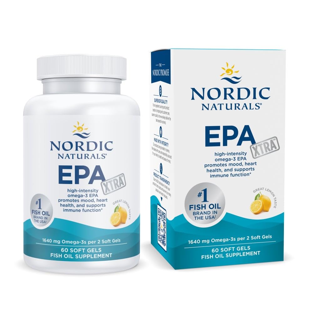 Nordic Naturals EPA Xtra, Lemon - 60 Soft Gels - 1640 mg Omega-3 - High-Intensity EPA Formula for Positive Mood, Heart Health & Healthy Immunity - Non-GMO - 30 Servings Nordic Naturals buy supplements canada