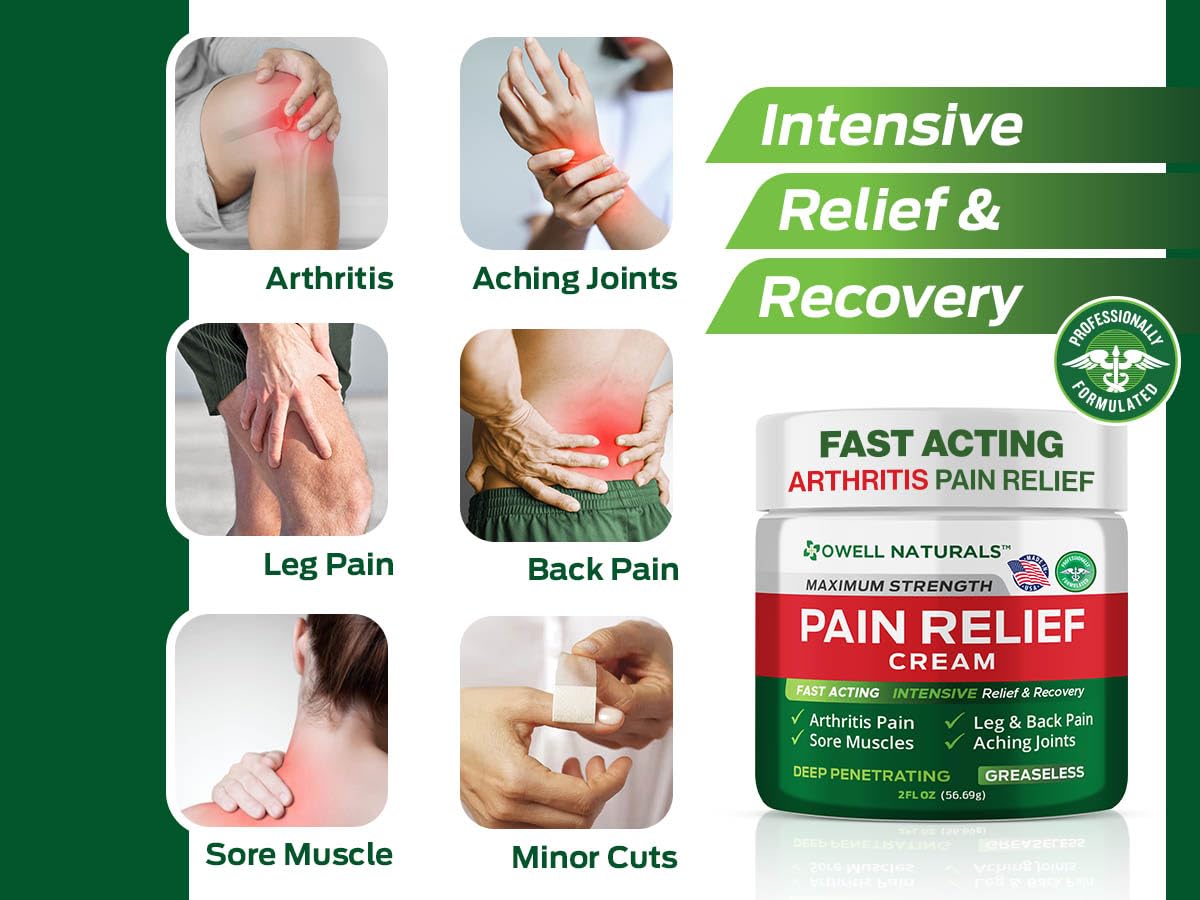 Owell Naturals Deep Penetrating Pain Relief Cream, Maximum Strength Formula for Joints & Muscles, Lower Back, Knees, Hands, Legs, Ankle – Fast Acting Comfort, 7 oz Owell Naturals buy supplements canada