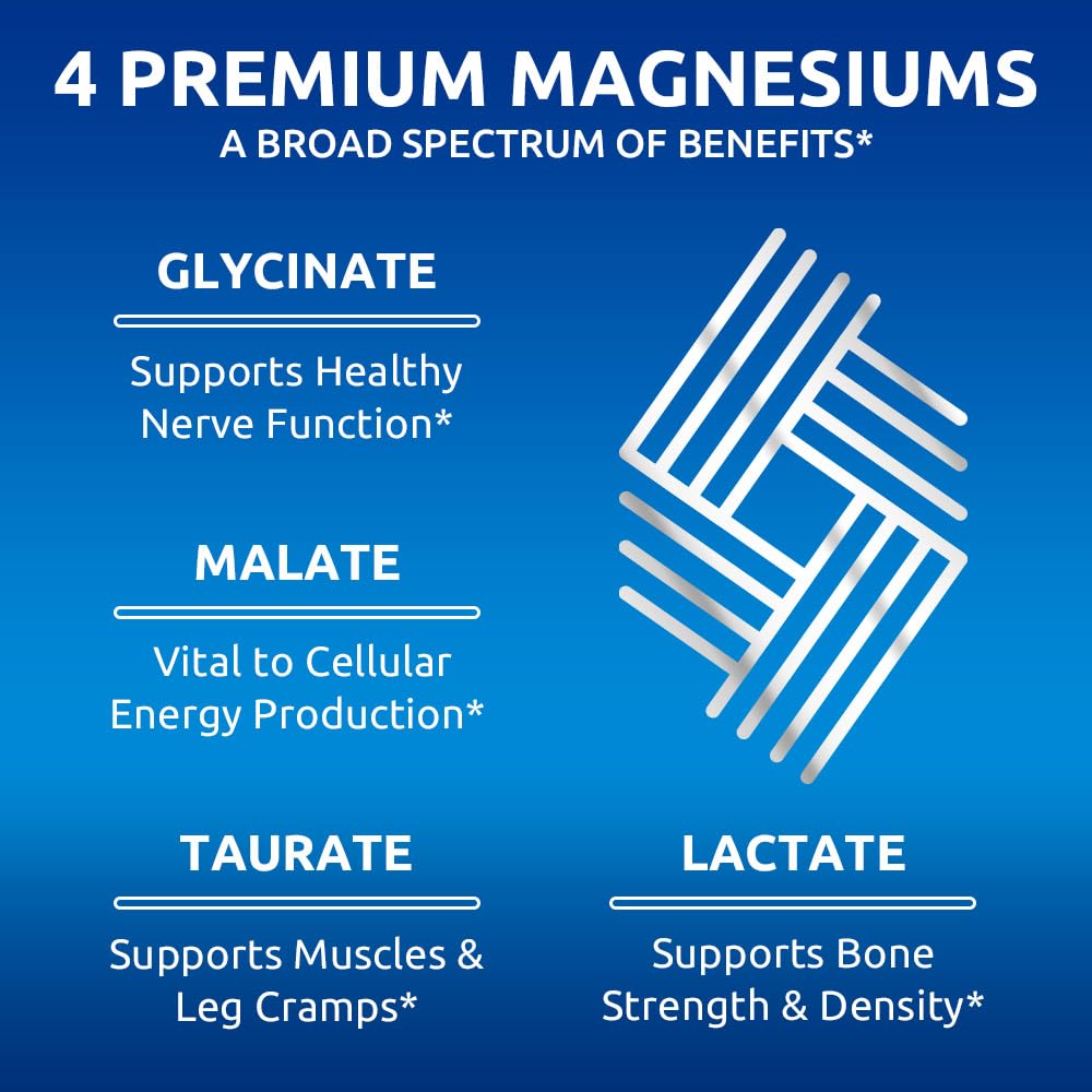 Zentastic Magnesium Complex 4-in-1 Supplement – Magnesium Glycinate, Malate, Taurate & Lactate – Chelated High Absorption for Nerves, Zentastic buy supplements canada