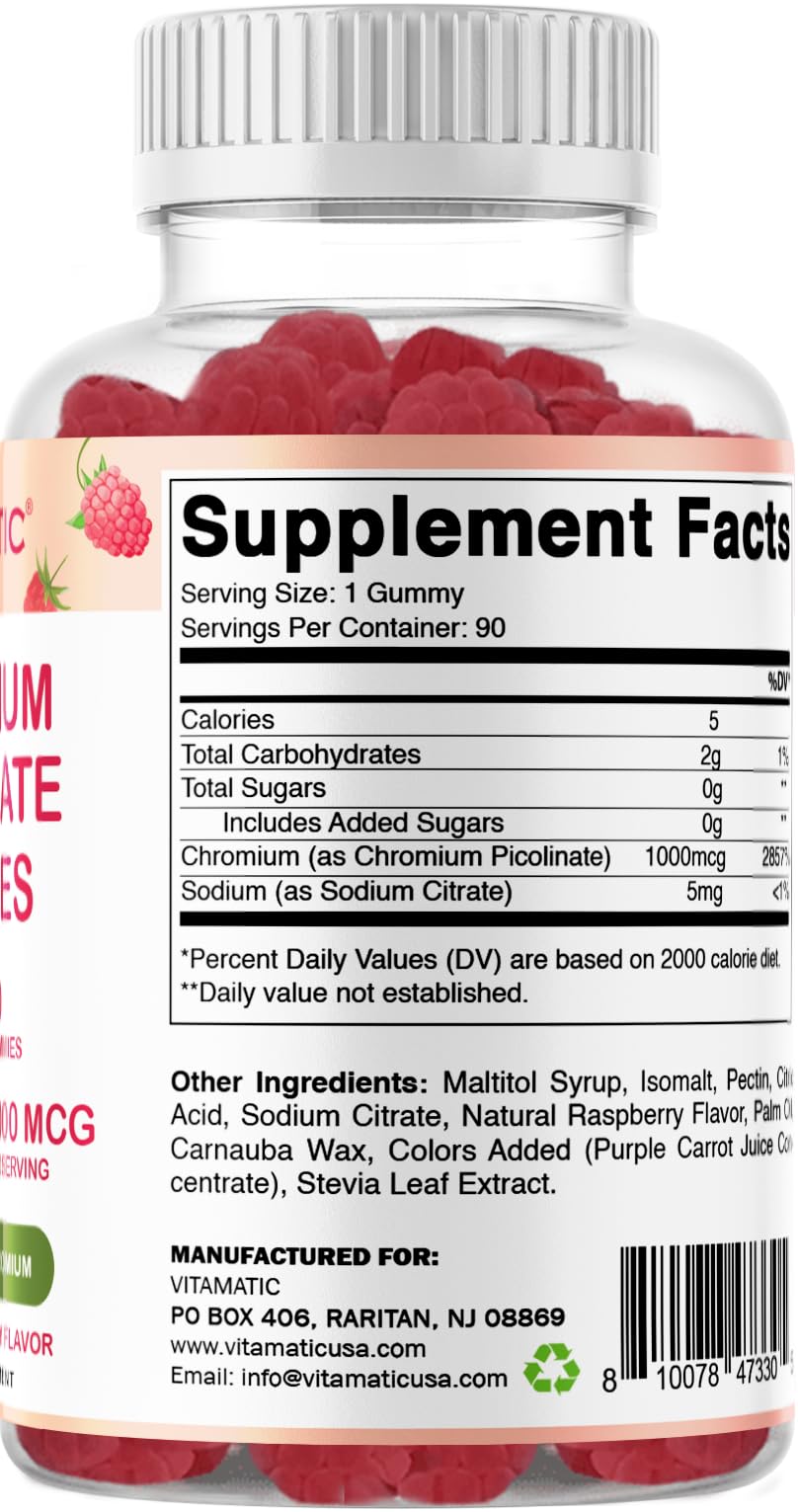 Vitamatic Chromium Picolinate 1000 mcg - 90 Gummies - High Potency Chromium Vitamatic buy supplements canada