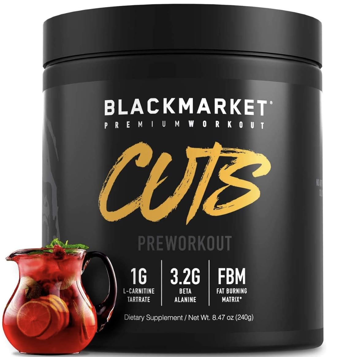 Black Market Labs CUTS Pre Workout - Flavored Energy Powdered Drink Mix for Men Heath Secret buy supplements canada