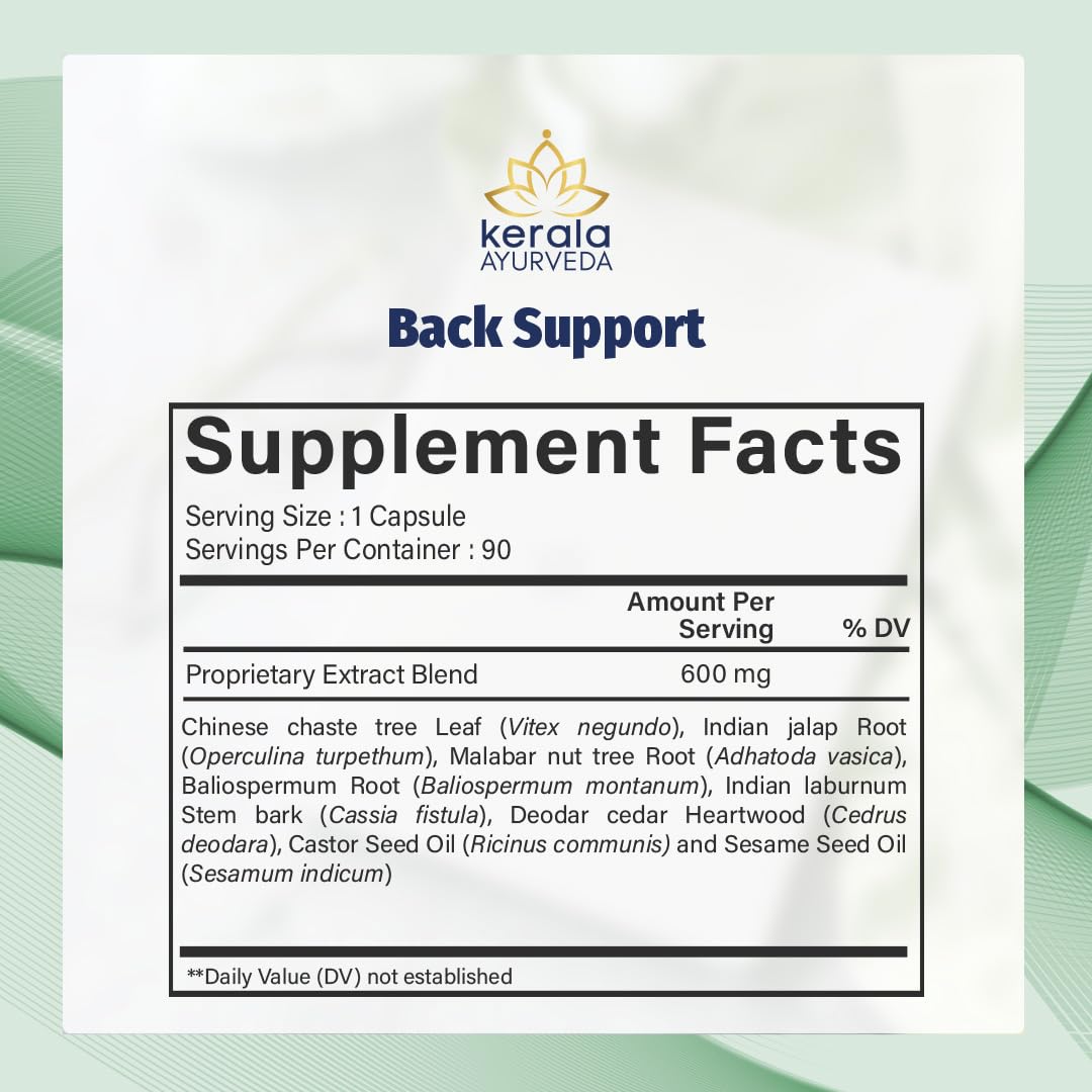Kerala Ayurveda Back Support Herbal Capsules - Eases Occasional Discomfort of Lower Back & Supports Normal Movement of Spine, 90 Count Kerala Ayurveda buy supplements canada