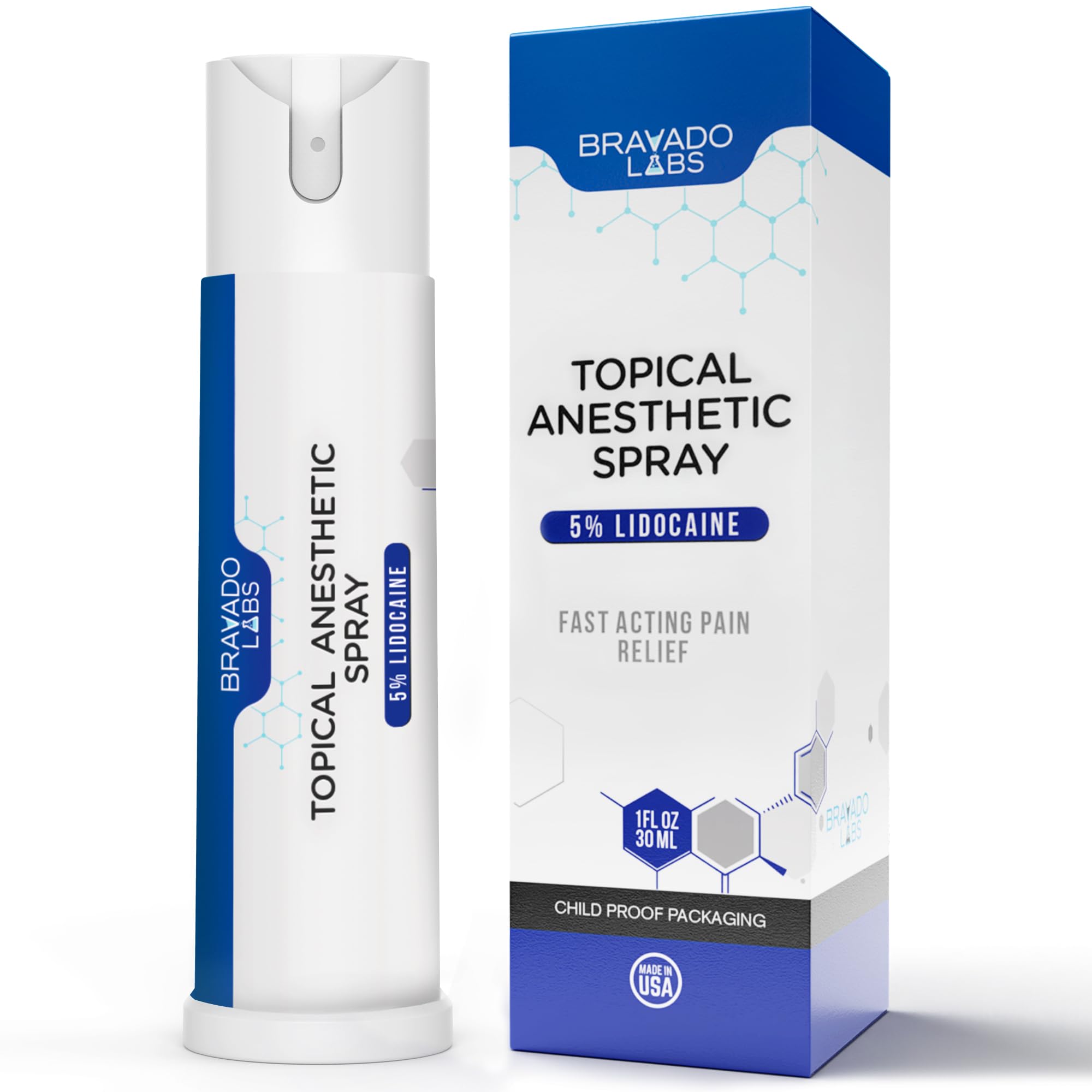 Bravado Labs 5% Lidocaine Spray Pain Relief - Maximum Strength Numbing Spray with Arnica & Emu Oil - Topical Anesthetic for Burns, Pain & Itch Relief - 1oz Bravado Labs buy supplements canada
