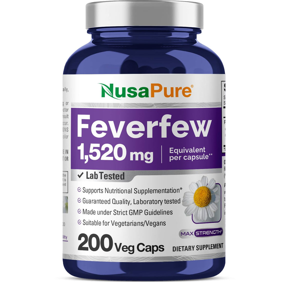 NusaPure Feverfew Extract 4:1 - Suitable for Vegetarian/Vegan, Non - GMO - 1520mg 200 Capsules NusaPure buy supplements canada