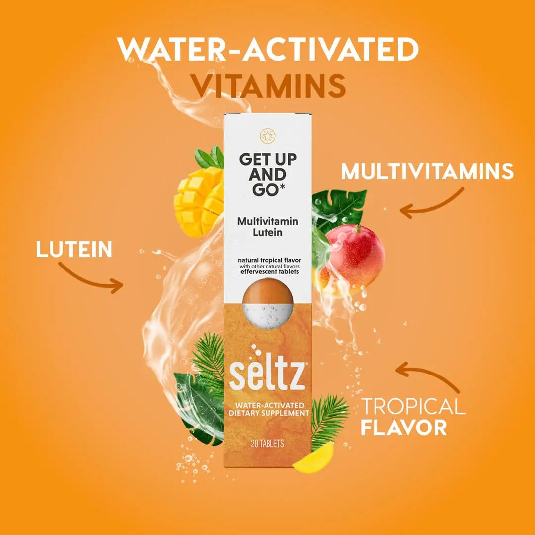 Seltz® Get Up and Go – Effervescent Multivitamin with Lutein for Daily Energy, Eye Health & Antioxidant Support Seltz buy supplements canada
