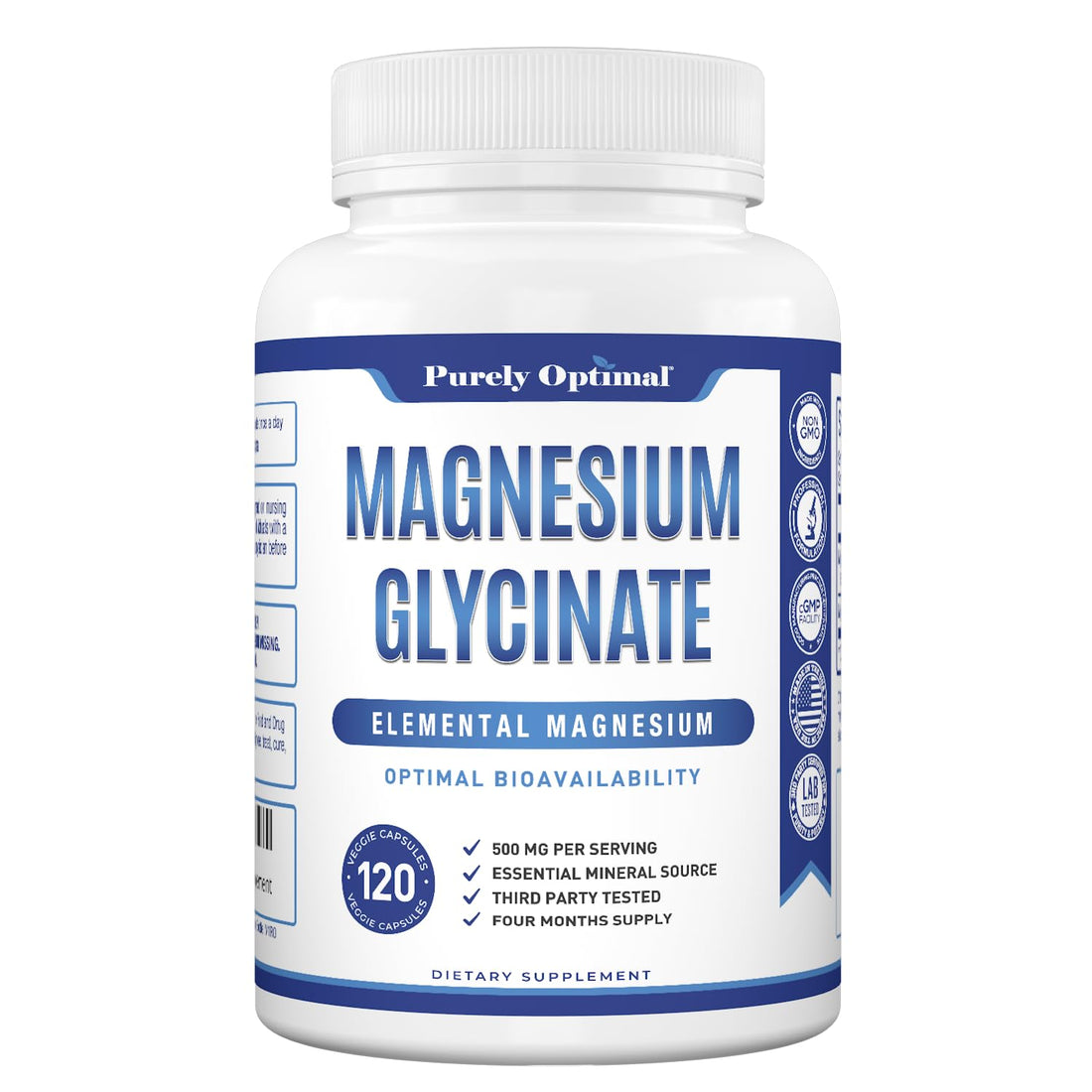 Purely Optimal Magnesium Glycinate 500mg – Sleep Support & Stress Relief – Gentle, High Absorption Magnesium Supplement for Muscle Relaxation, Calm & Nerve Support – 120 Capsules Purely Optimal buy supplements canada