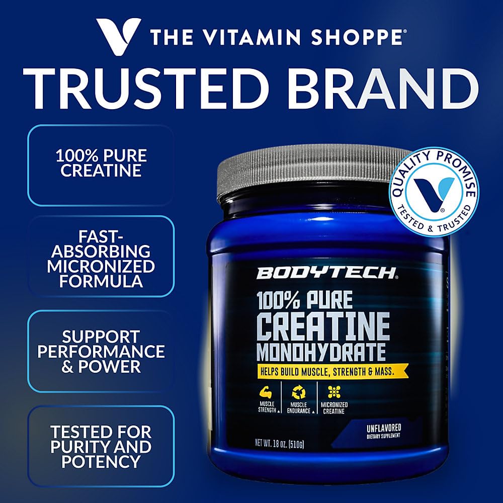 BodyTech Creatine Monohydrate Powder, Unflavored Micronized Creatine Formula for Men and Women, 5g per Serving, Pre Workout & Post Workout Supplement BodyTech buy supplements canada