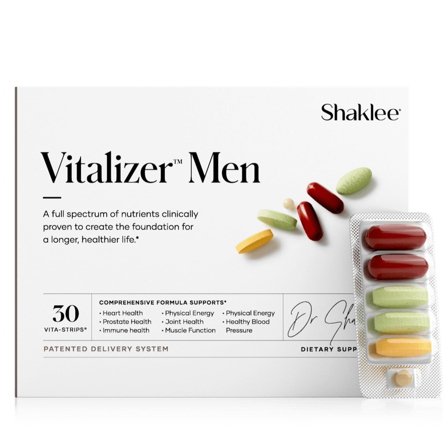 Shaklee - Vitalizer™ Men - Advanced Nutrition Vita-Strips® with Vitamins, Minerals, Omega-3s, Probiotics & More for Heart, Joint, Immune, Bone, Digestive Health & Physical Energy - 30 Vita-Strips® Shaklee buy supplements canada