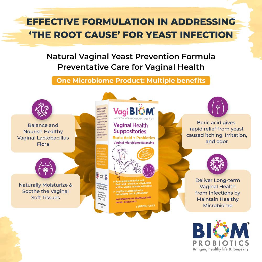 VagiBiom Boric Acid Suppositories with Lactobacillus: Microbiome Flora Balance; Balance and Nourishes VagiBiom buy supplements canada