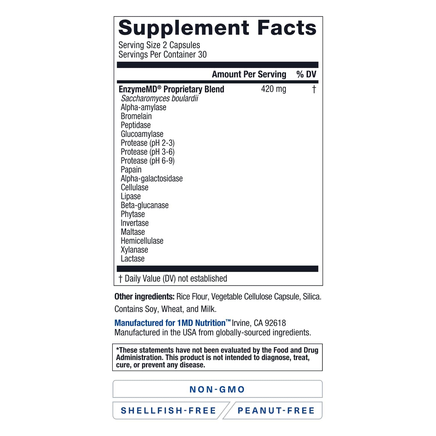 1MD Nutrition EnzymeMD - Digestive Enzymes Supplement - Doctor Formulated | 18 Plant-Based Enzymes - Gas & Bloating Support | 60 Capsules 1MD Nutrition buy supplements canada
