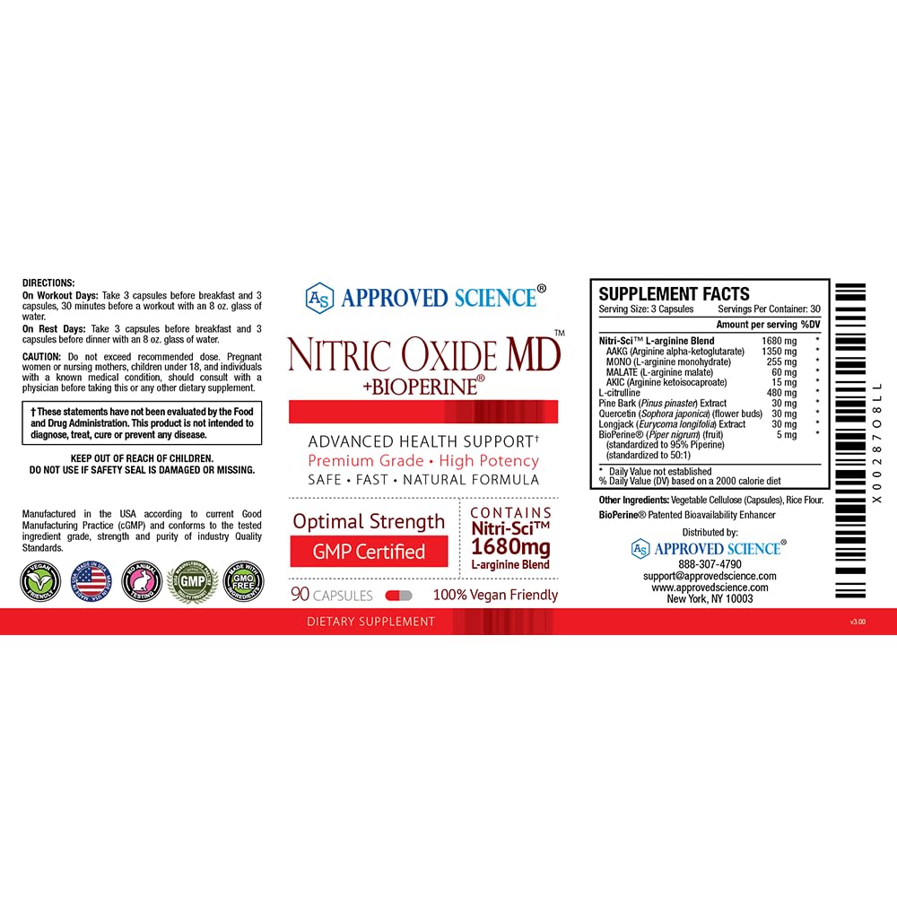 Approved Science Nitric Oxide MD - Muscle Development, Lean Body Mass, Improve Oxygen Approved Science buy supplements canada