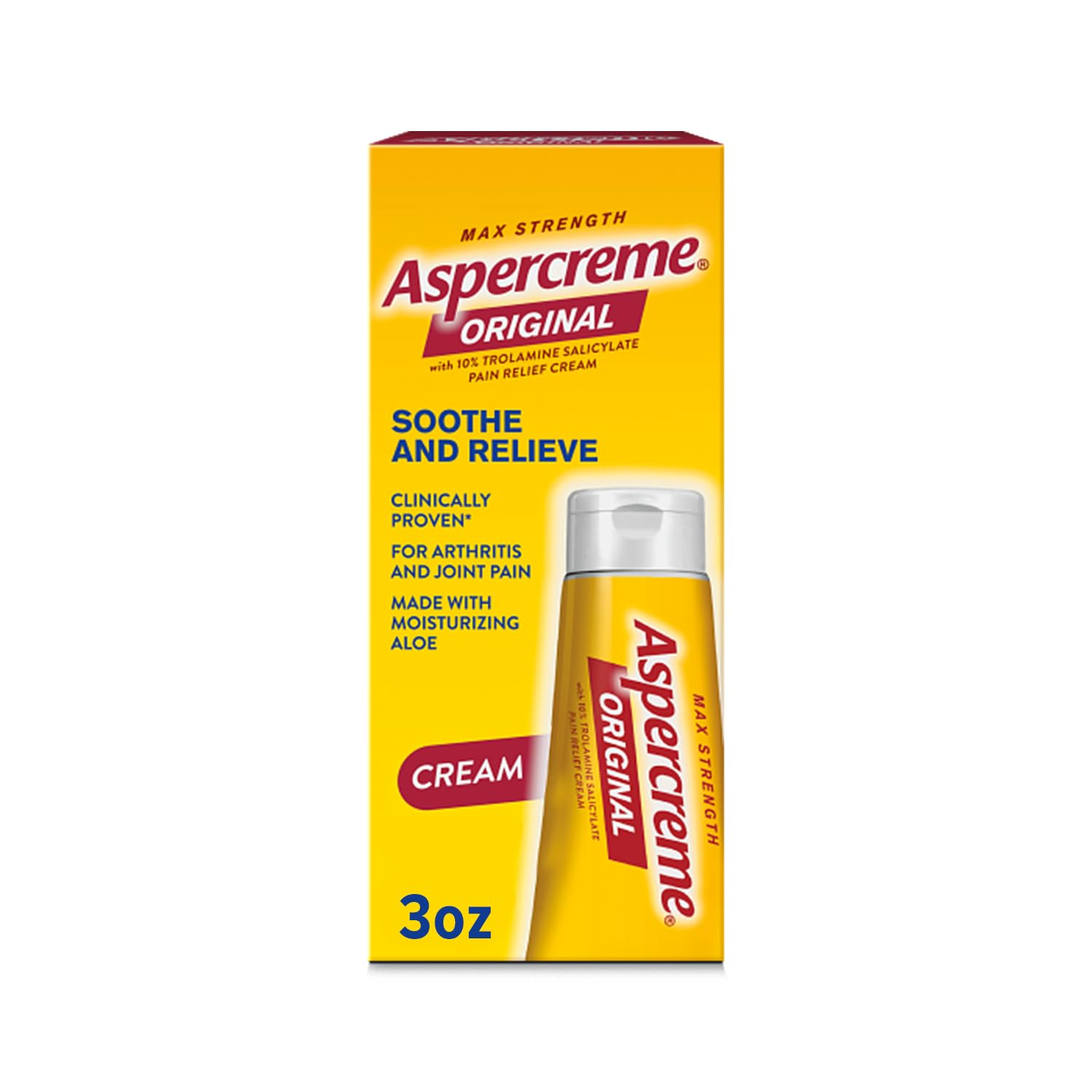 Aspercreme Original Pain Relief Cream for Arthritis, Joint & Muscle Pain, Non-Greasy Topical Analgesic with Moisturizing Aloe & Max-Strength 10% Trolamine Salicylate, 3 oz. Aspercreme buy supplements canada