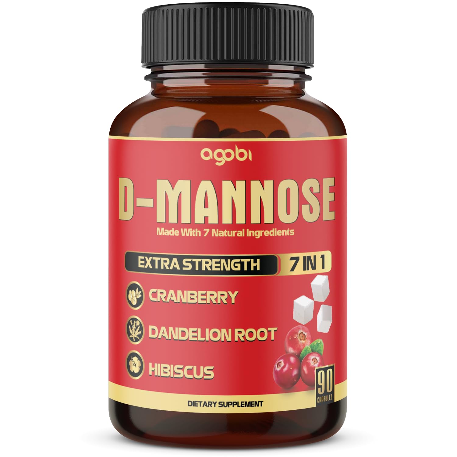 agobi D-Mannose Capsules - 7 Herbs with Cranberry, Dandelion, Hibiscus and More - Support Flush Impurities and Urinary Tract Health - 90 Vegan Capsules 3-Month Supply agobi buy supplements canada