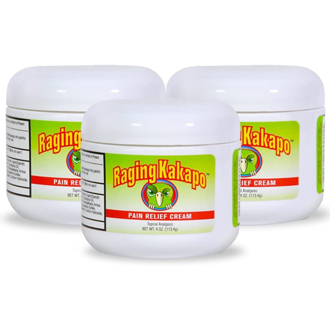 Raging Kakapo Pain Relief Cream 3 Pack - Sore Muscles, Joint Pain & Aches - Odor Free, Non-Greasy Pain Cream - Histamine Dihydrochloride, Capsaicin, Emu Oil, Arnica & More, 4 oz. Jar Raging Kakapo buy supplements canada