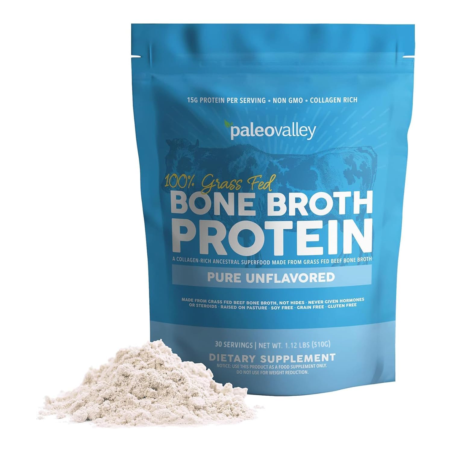 Paleovalley 100% Grass Fed Beef Bone Broth Protein Powder - Rich in Collagen Peptides for Hair, Skin, Gut Health, Bone and Joint Support Paleovalley buy supplements canada