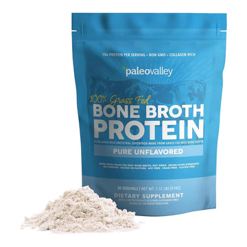 Paleovalley 100% Grass Fed Beef Bone Broth Protein Powder - Rich in Collagen Peptides for Hair, Skin, Gut Health, Bone and Joint Support Paleovalley buy supplements canada