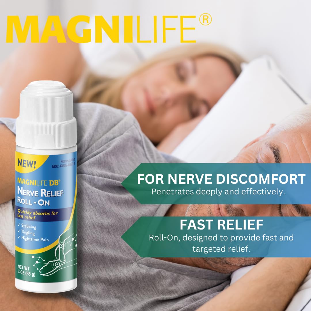 Magnilife DB Nerve Relief Roll On, 3 Oz, Topical Nerve Pain Relief for Feet, Legs, Hands & Arms, Helps Soothe Stabbing, Burning & Tingling Discomfort, Fast-Absorbing, Non-Greasy & Unscented Formula MagniLife buy supplements canada