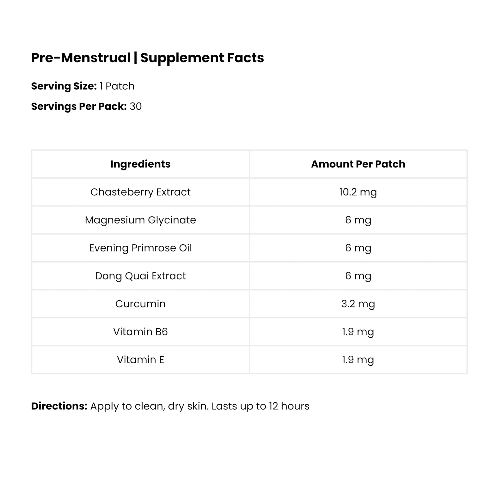 The Patch Remedy Pre Menstrual Patch | Chasteberry, Magnesium, Evening Primrose, Dong Quai, B6 & Vitamin E | 30 Patches The Patch Remedy buy supplements canada
