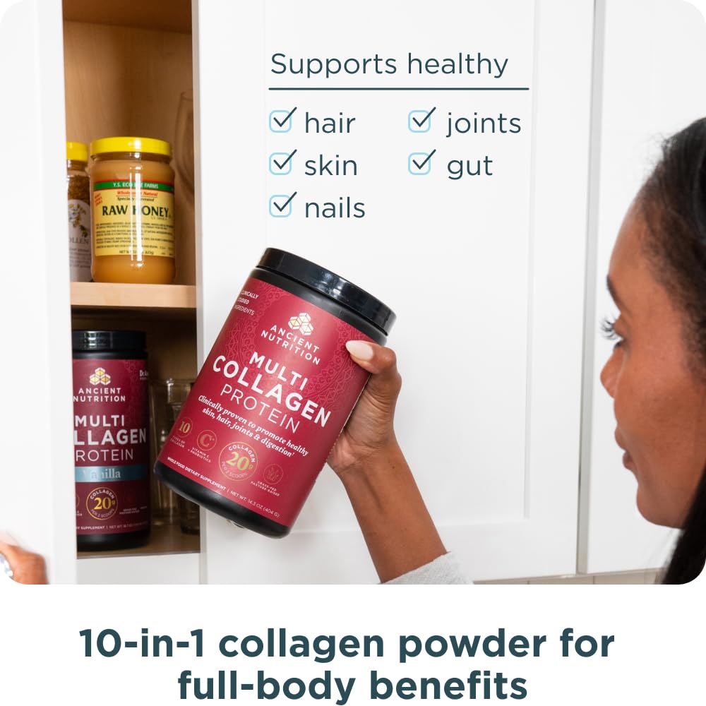 Ancient Nutrition Collagen Powder Protein with Probiotics, Unflavored Multi Collagen Protein with Vitamin C, 45 Servings, Hydrolyzed Collagen Peptides Supports Skin and Nails, Gut Health, 16oz Ancient Nutrition buy supplements canada