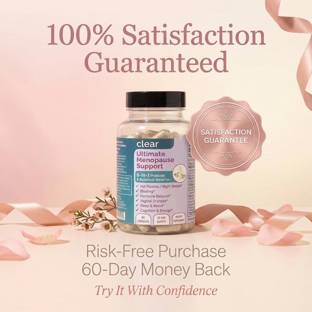 Clear Menopause Support for Women | 25-in-1 Formula with Black Cohosh, Dong Quai, Pre & Probiotics | Hot Flashes, Night Sweats, Mood, Sleep & Digestion | Hormone-Free | Made in USA | 60 Capsules Clear Probiotics buy supplements canada
