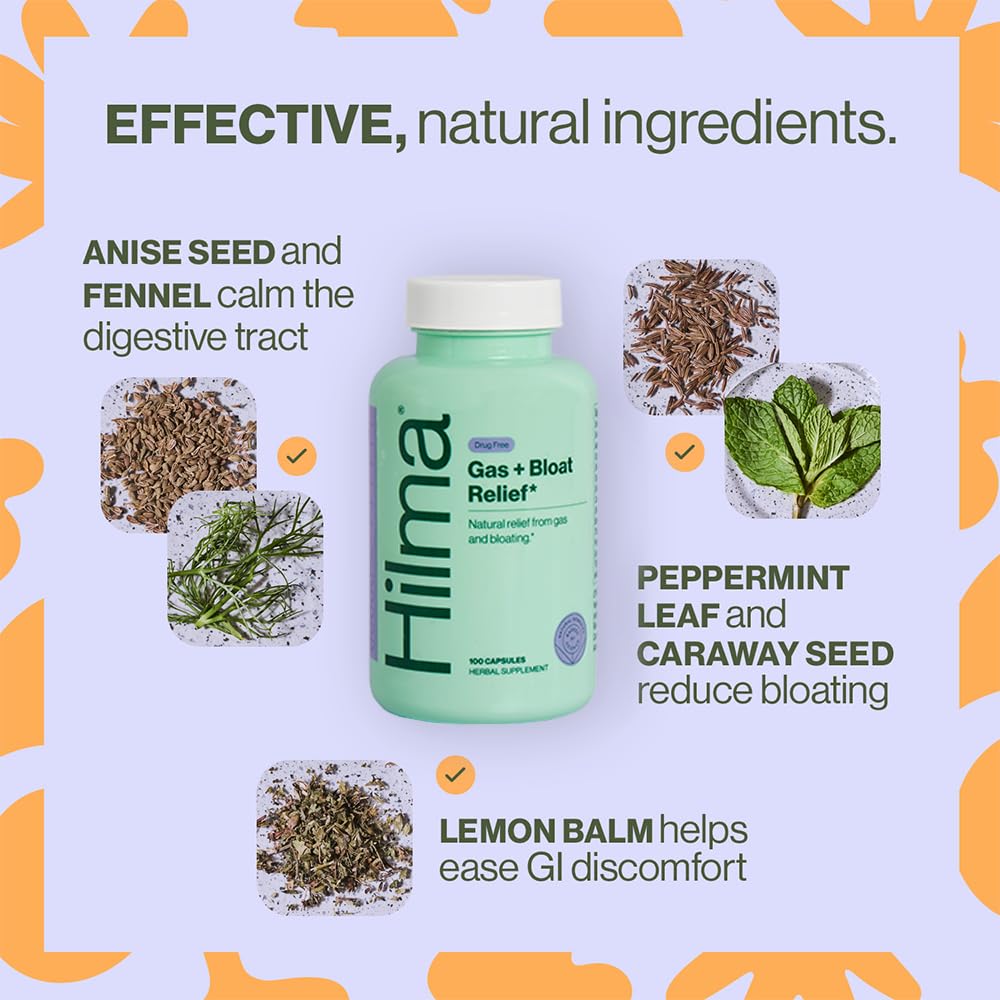 Hilma Natural Gas & Bloating Relief - with Lemon Balm, Fennel & Peppermint Leaf Hilma buy supplements canada