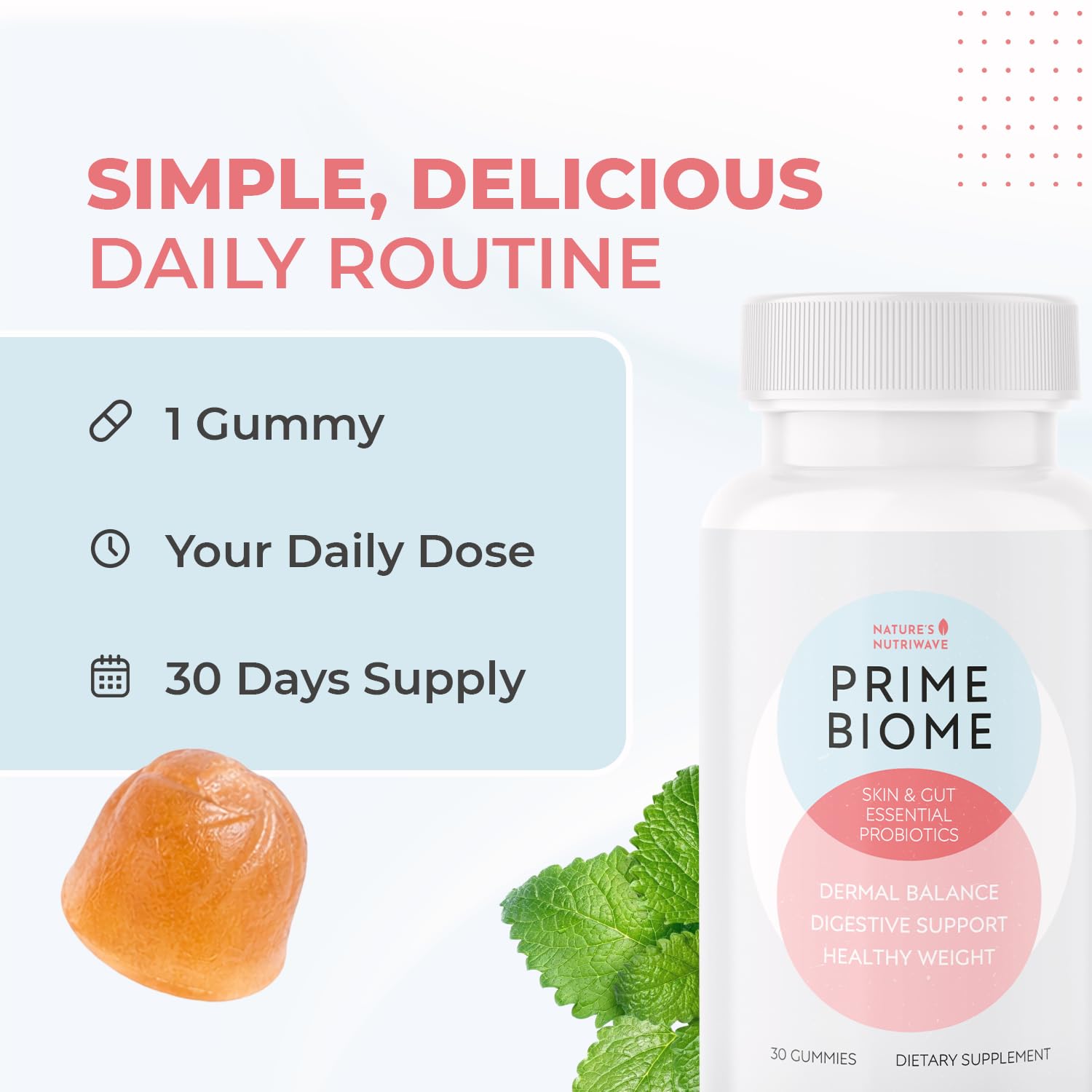 Nature’s NutriWave PrimeBiome Probiotic Gummies – Plant-Based Blend with Inulin, Lion’s Mane, Ginger & More– Non-GMO, No Stimulants, GMP Certified – 30 Gummies, 3 Month Supply Nature’s NutriWave buy supplements canada
