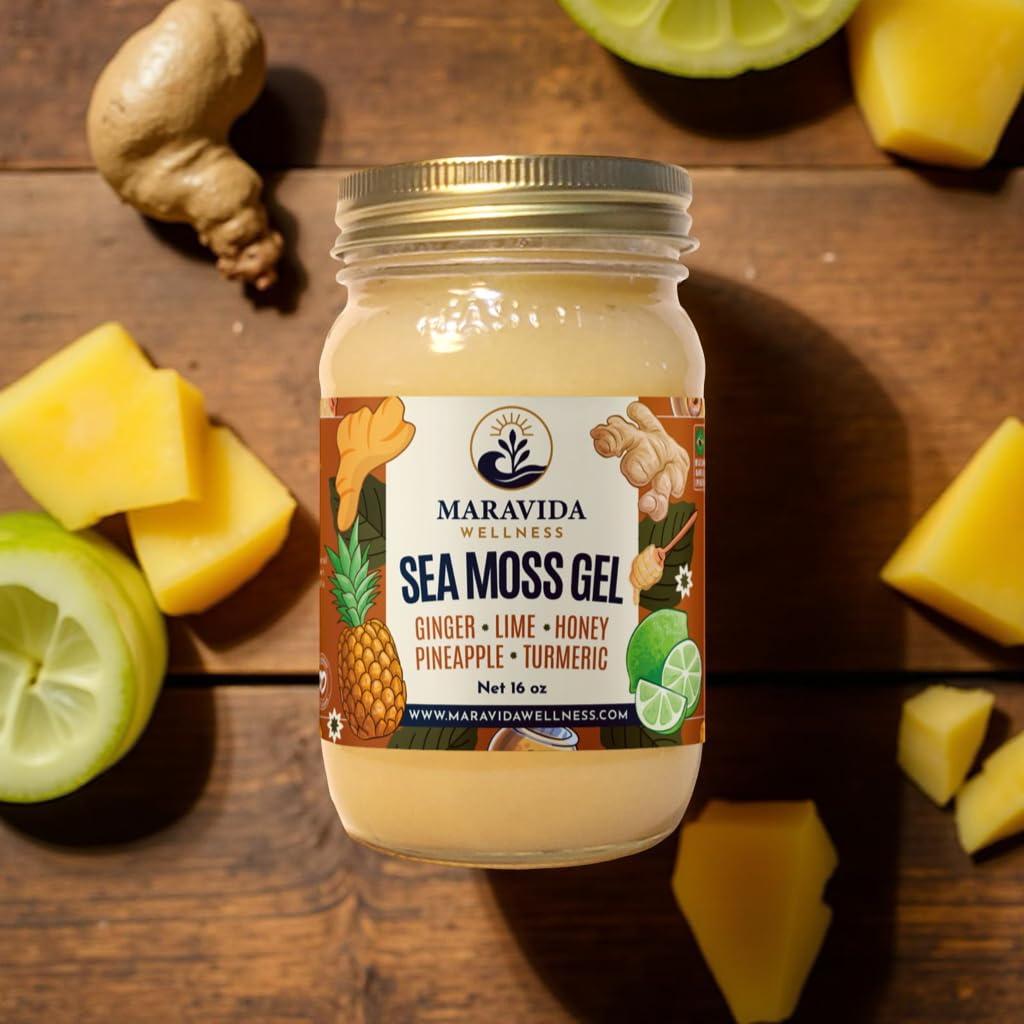 Maravida Wellness Sea Moss Gel – Pineapple, Lime, Honey, Ginger & Turmeric – 100% Natural Raw Organic Irish Moss – 16oz Jar – Premium Superfood for Everyday Wellness Maravida Wellness buy supplements canada